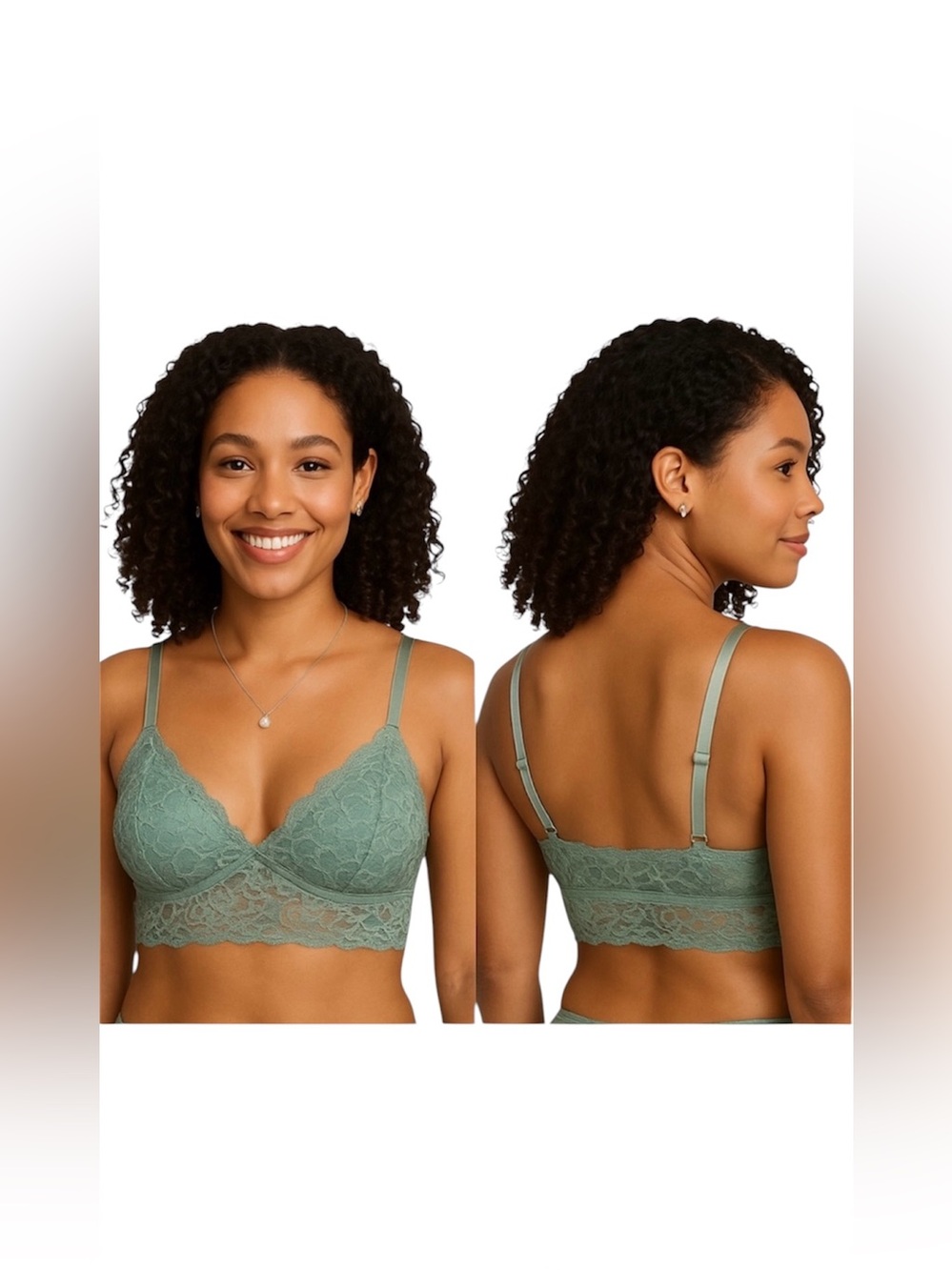 Body Frosting Sexy Lace Sage Green Padded Bralet Size: Small